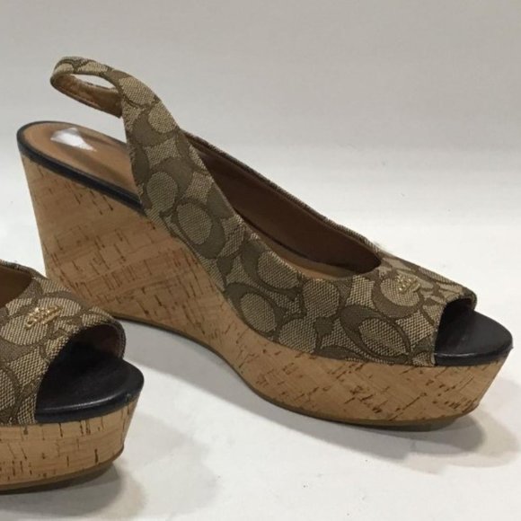 COACH Women's Ferry Signature Platform Wedge Sandal - Picture 7 of 9